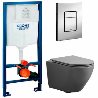 Инсталляция для унитаза подвесного стандартная, комплект Grohe rapid SL (хром, квадрат, двойная) 3в1