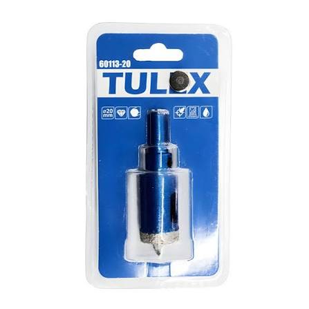 Коронка алмазная TULEX 60113-25 по стеклу и керамической плитке, центрирующее сверло, трехгранный хв