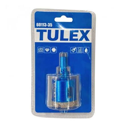 Коронка алмазная TULEX 60113-35 по стеклу и керамической плитке, центрирующее сверло, трехгранный хв