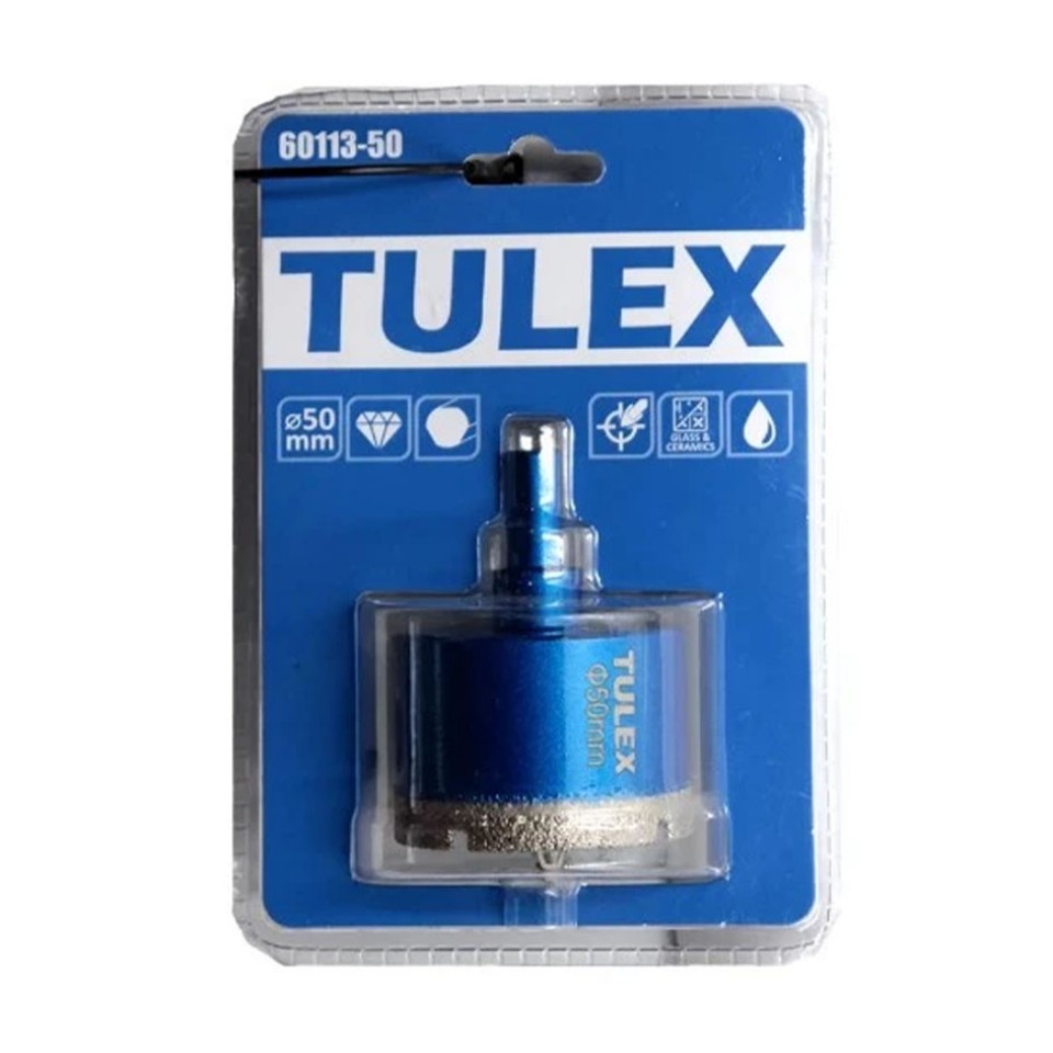 Коронка алмазная TULEX 60113-75 по стеклу и керамической плитке, центрирующее сверло, трехгранный хв