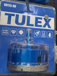 Коронка алмазная TULEX 60113-80 по стеклу и керамической плитке, центрирующее сверло, трехгранный хв