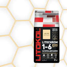 Затирка для швов плитки цементная LITOKOL LITOCHROM 1-6 EVO, LE 215 крем брюле (светло-бежевая), 2 кг