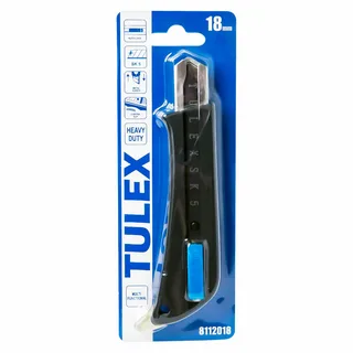 Нож TULEX "HEAVY DUTY" 8112018 с автоблокировкой, двухкомпонентный корпус, сегментированное лезвие S